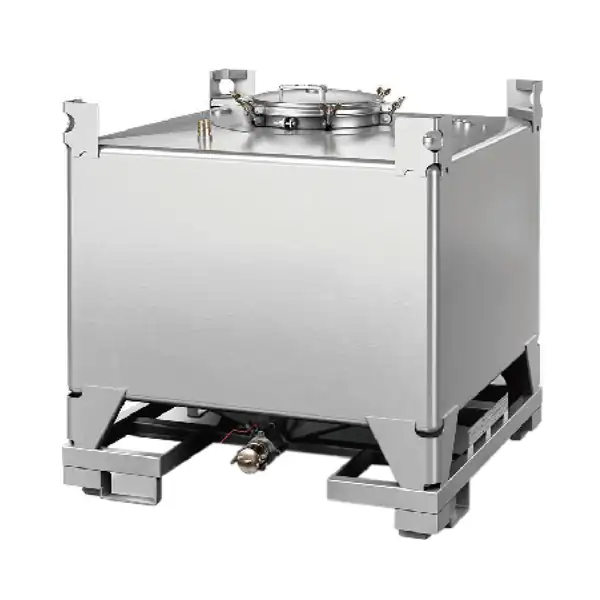 Enclosed stainless steel container with lifting and forklift access