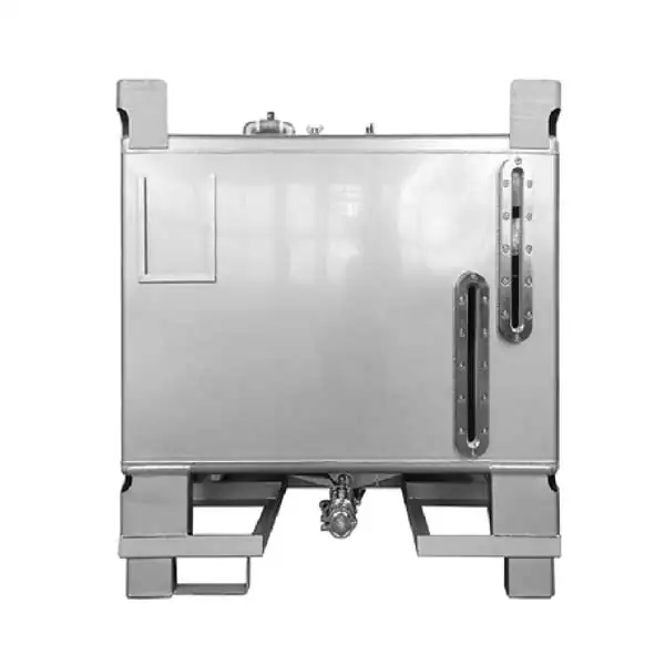 Enclosed square stainless steel container with forklift access