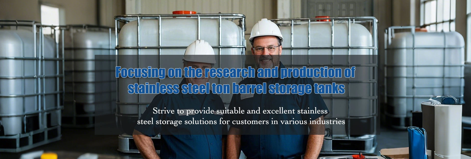 Storage containers and a worker with an original IBC banner caption