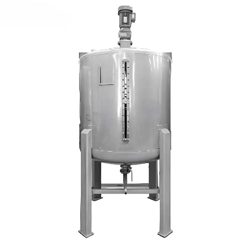 Covered stainless steel mixing drum with a top mounted motor