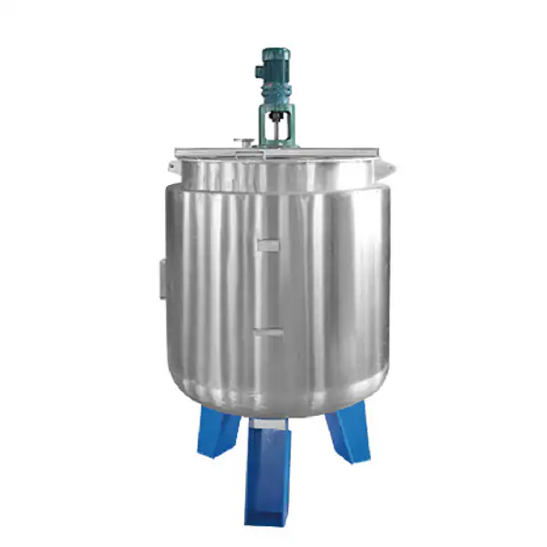 Stainless steel mixing drum with an overhead motor