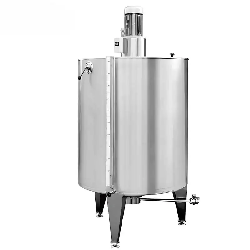 Stainless steel mixing vessel with a side port and support legs