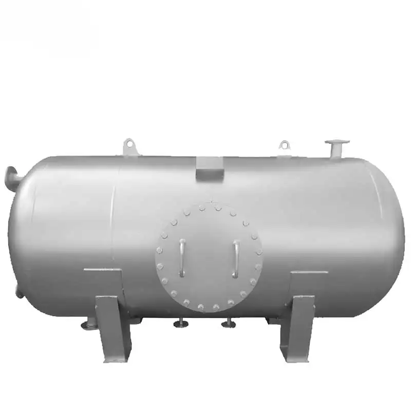 Horizontal stainless steel tank with a side access port