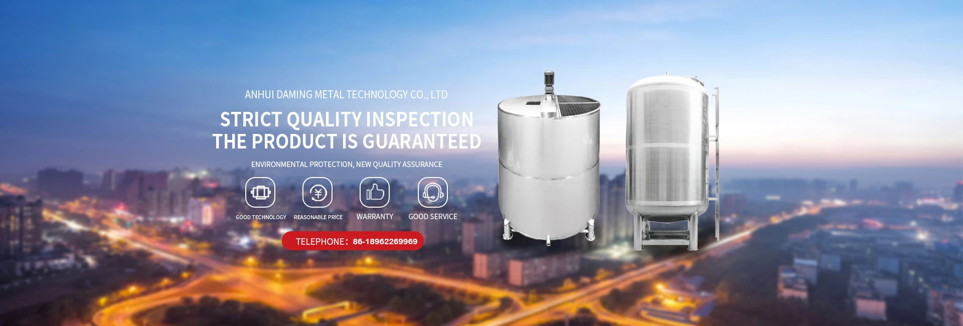 Stainless steel storage vessels with the original industry caption